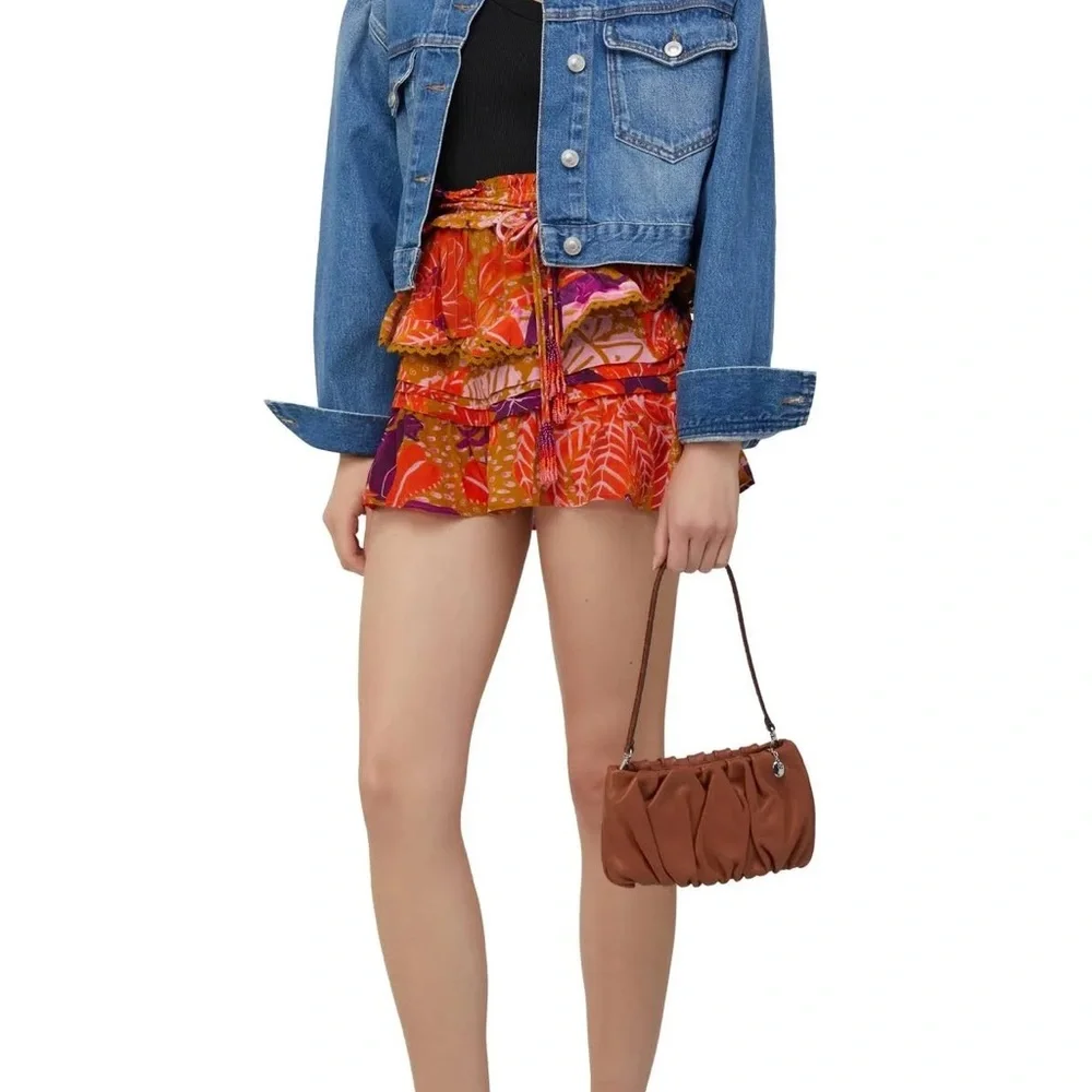 FARM Rio Beige Jungle Panther Mini Skirt